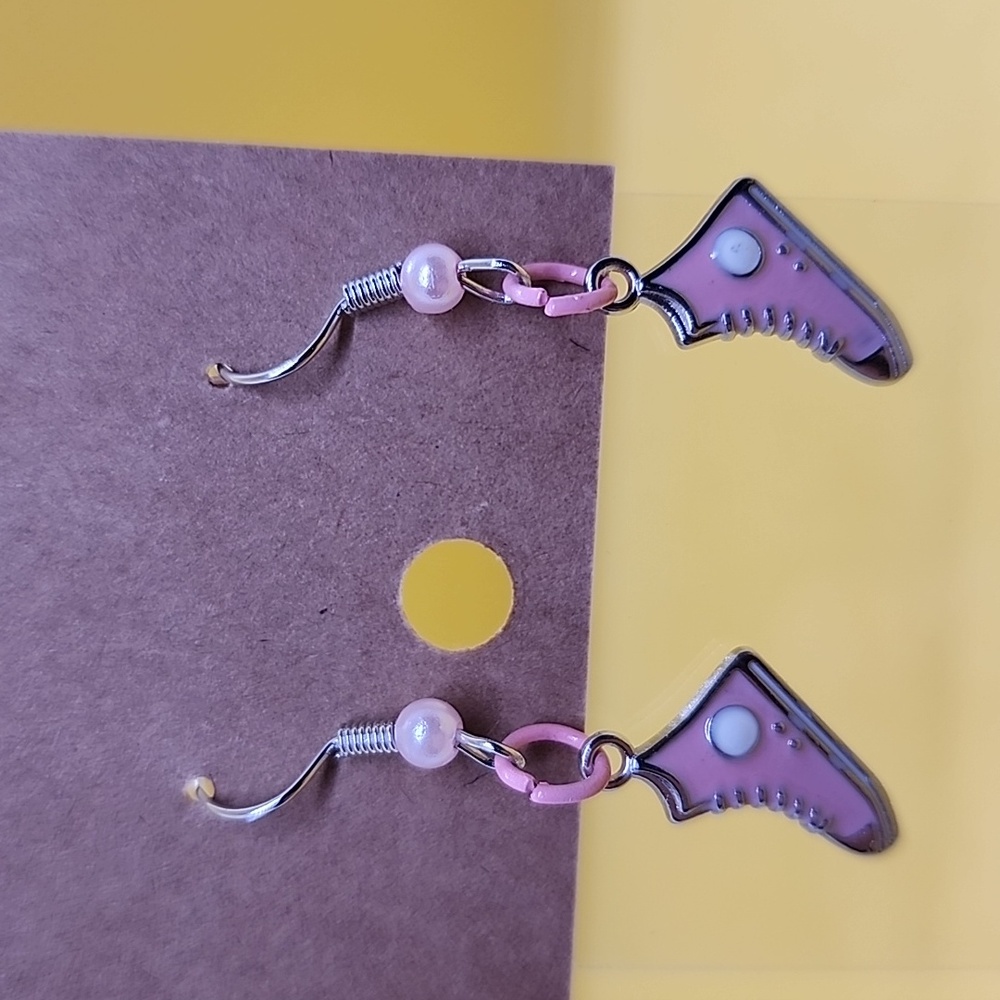 Silver converse shoes earrings